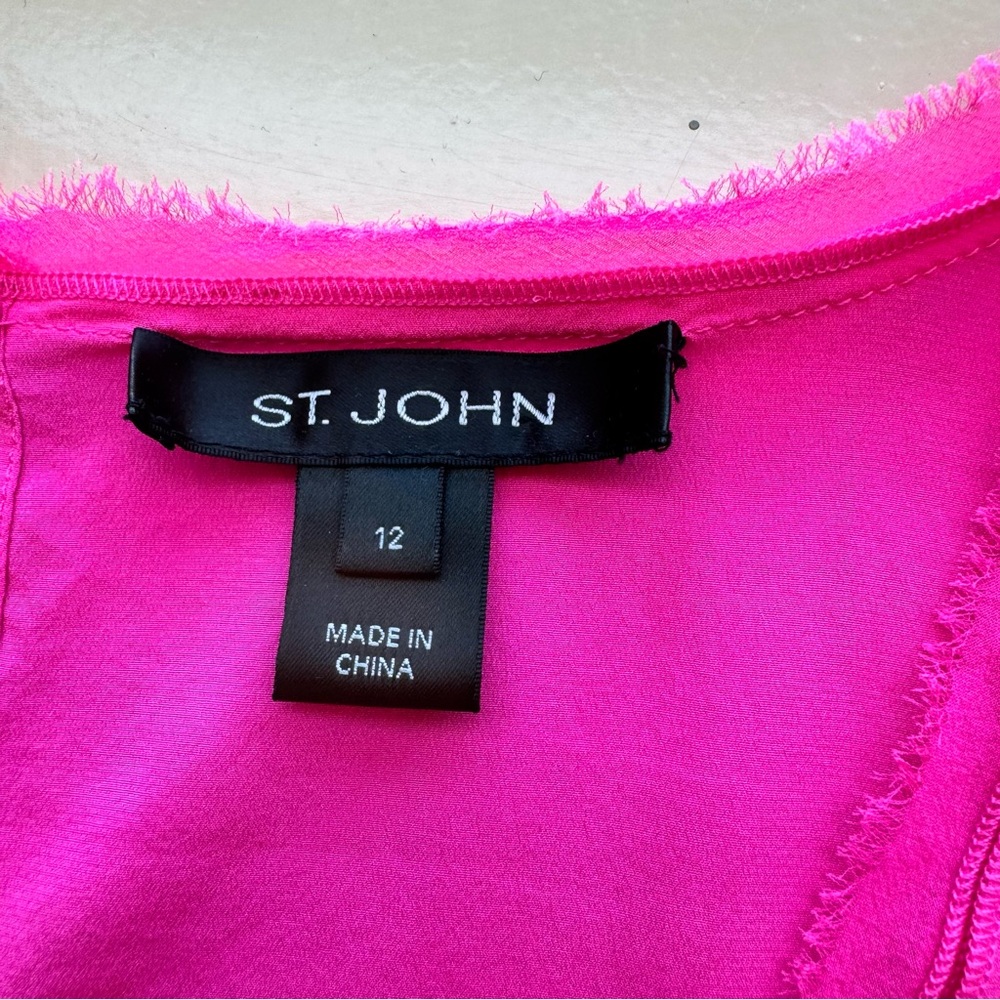 St John Silk Blend Sleeveless Blouse Top Pink Women’s Size 12 - Picture 11 of 13